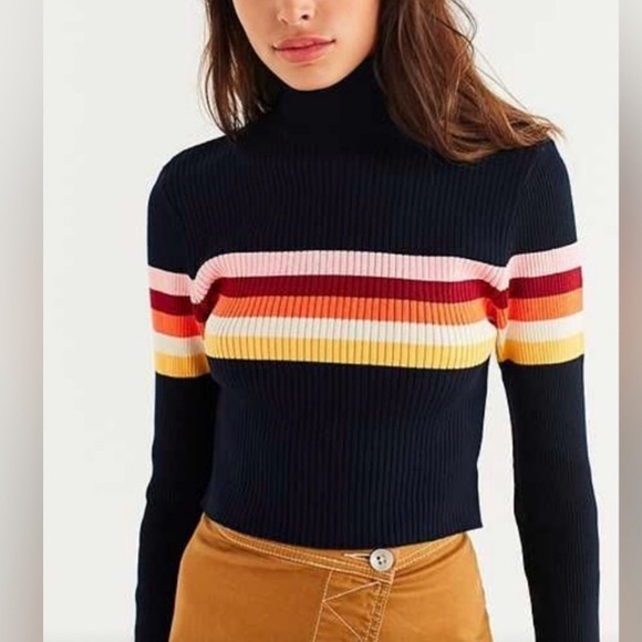 Urban Outfitters Tops - Urban outfitters stripped crop turtleneck size XS